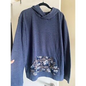 ON THE BYAS Blue Hoodie with Flower Print on Pocket Size XL EUC